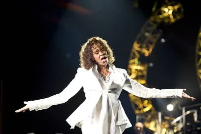 Whitney Houston White Water Bottle With Carabiner