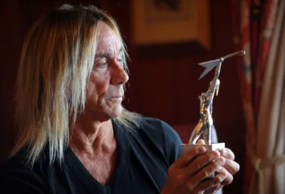 Iggy Pop White Water Bottle With Carabiner