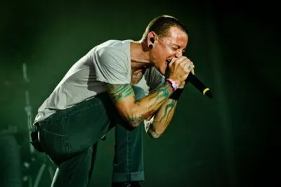 Chester Bennington White Water Bottle With Carabiner