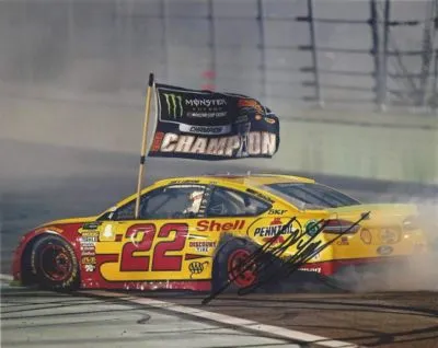 Joey Logano White Water Bottle With Carabiner