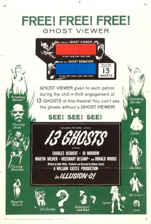 13 Ghosts (1960) White Water Bottle With Carabiner