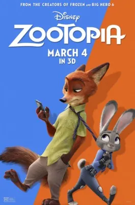 Zootopia (2016) White Water Bottle With Carabiner
