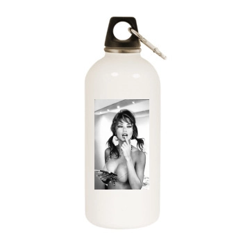 Adriana Lima White Water Bottle With Carabiner