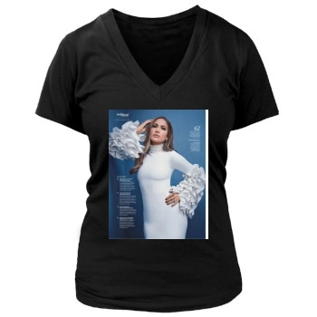 Jennifer Lopez Women's Deep V-Neck TShirt