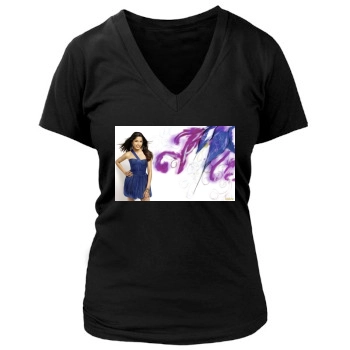 Freida Pinto Women's Deep V-Neck TShirt