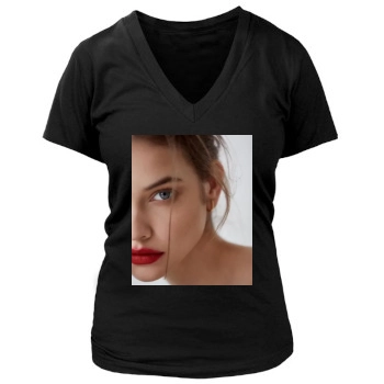 Barbara Palvin Women's Deep V-Neck TShirt