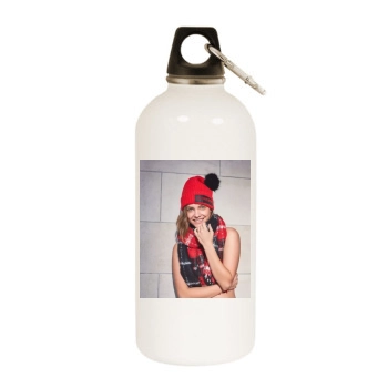 Barbara Palvin White Water Bottle With Carabiner