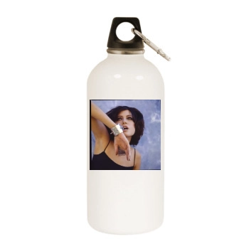 Angelina Jolie White Water Bottle With Carabiner