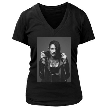 Asia Argento Women's Deep V-Neck TShirt