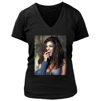 Eva Mendes Women's Deep V-Neck TShirt