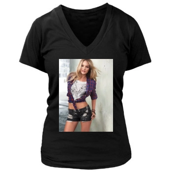 Candice Swanepoel Women's Deep V-Neck TShirt