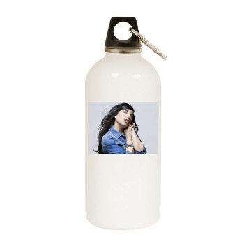 Indila White Water Bottle With Carabiner