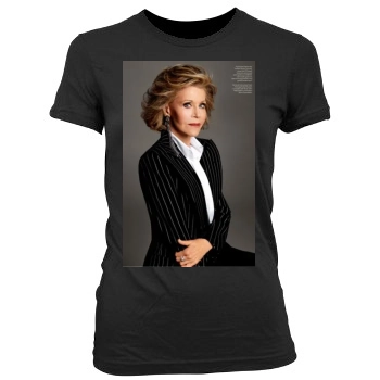 Jane Fonda Women's Junior Cut Crewneck T-Shirt