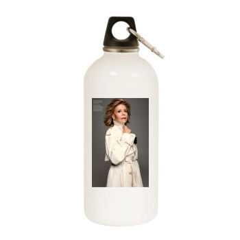 Jane Fonda White Water Bottle With Carabiner