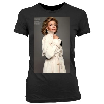 Jane Fonda Women's Junior Cut Crewneck T-Shirt