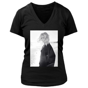 Charlize Theron Women's Deep V-Neck TShirt