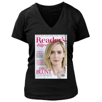 Emily Blunt Women's Deep V-Neck TShirt