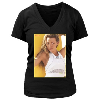 Blake Lively Women's Deep V-Neck TShirt