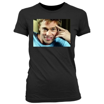 Brad Pitt Women's Junior Cut Crewneck T-Shirt