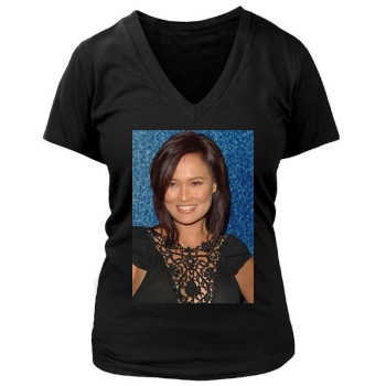 Tia Carrere Women's Deep V-Neck TShirt