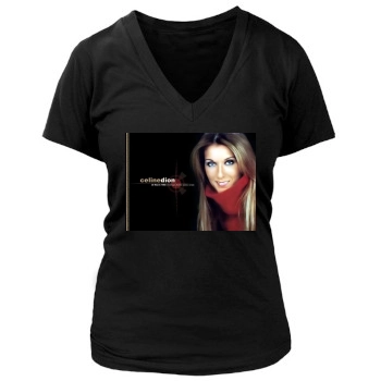 Celine Dion Women's Deep V-Neck TShirt