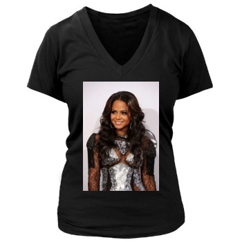 Christina Milian Women's Deep V-Neck TShirt