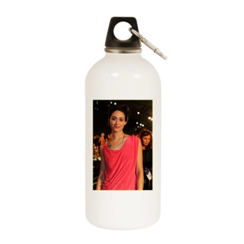 Emmy Rossum White Water Bottle With Carabiner