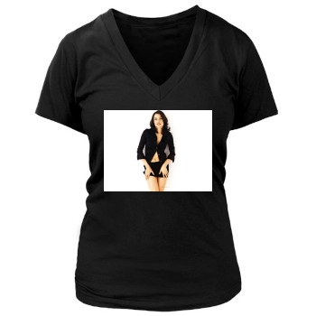 Famke Janssen Women's Deep V-Neck TShirt