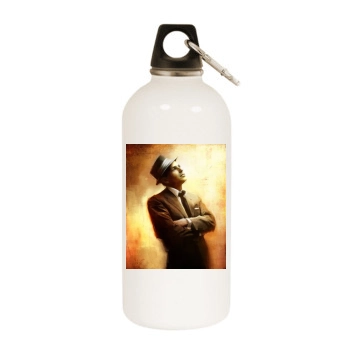 Frank Sinatra White Water Bottle With Carabiner
