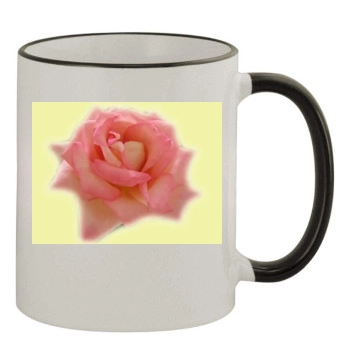 Flowers 11oz Colored Rim & Handle Mug