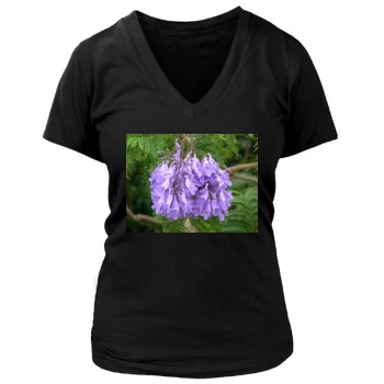 Flowers Women's Deep V-Neck TShirt