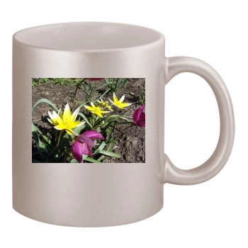 Flowers 11oz Metallic Silver Mug