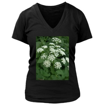 Flowers Women's Deep V-Neck TShirt