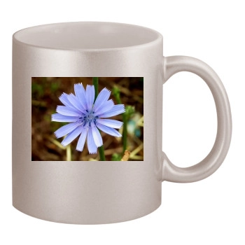 Flowers 11oz Metallic Silver Mug