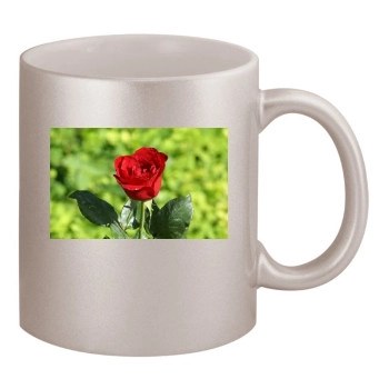 Flowers 11oz Metallic Silver Mug