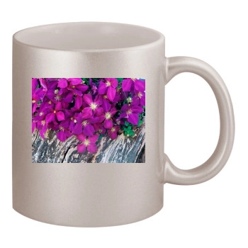 Flowers 11oz Metallic Silver Mug