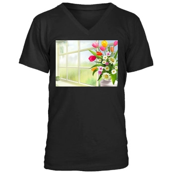 Flowers Men's V-Neck T-Shirt