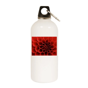 Flowers White Water Bottle With Carabiner
