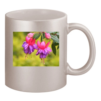 Flowers 11oz Metallic Silver Mug