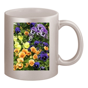 Flowers 11oz Metallic Silver Mug