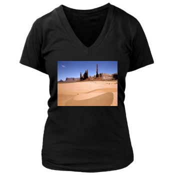 Desert Women's Deep V-Neck TShirt