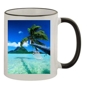 Islands 11oz Colored Rim & Handle Mug