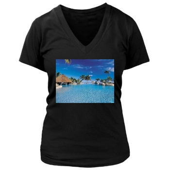 Islands Women's Deep V-Neck TShirt