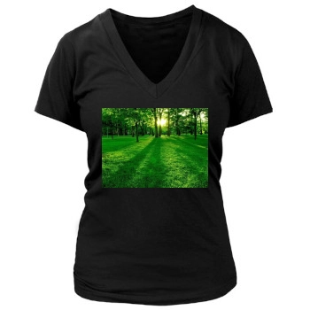 Forests Women's Deep V-Neck TShirt