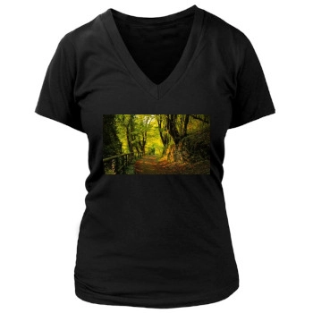 Forests Women's Deep V-Neck TShirt