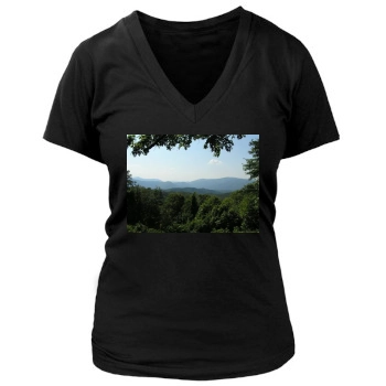 Mountains Women's Deep V-Neck TShirt