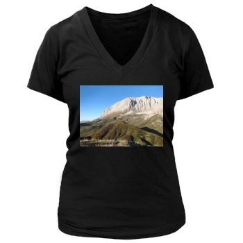 Mountains Women's Deep V-Neck TShirt