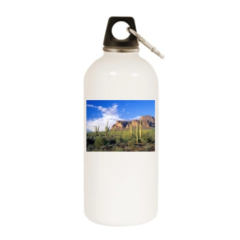 Mountains White Water Bottle With Carabiner