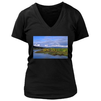 Mountains Women's Deep V-Neck TShirt