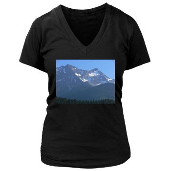 Mountains Women's Deep V-Neck TShirt